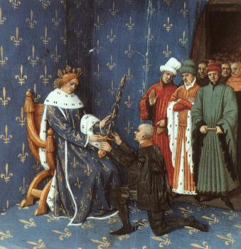 Jean Fouquet : Bertrand with the Sword of the Constable of France